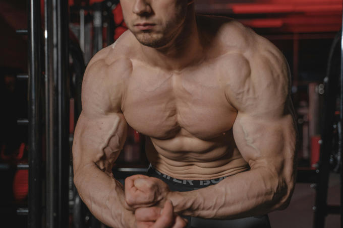 Athlete displaying strong and defined pectoral muscles