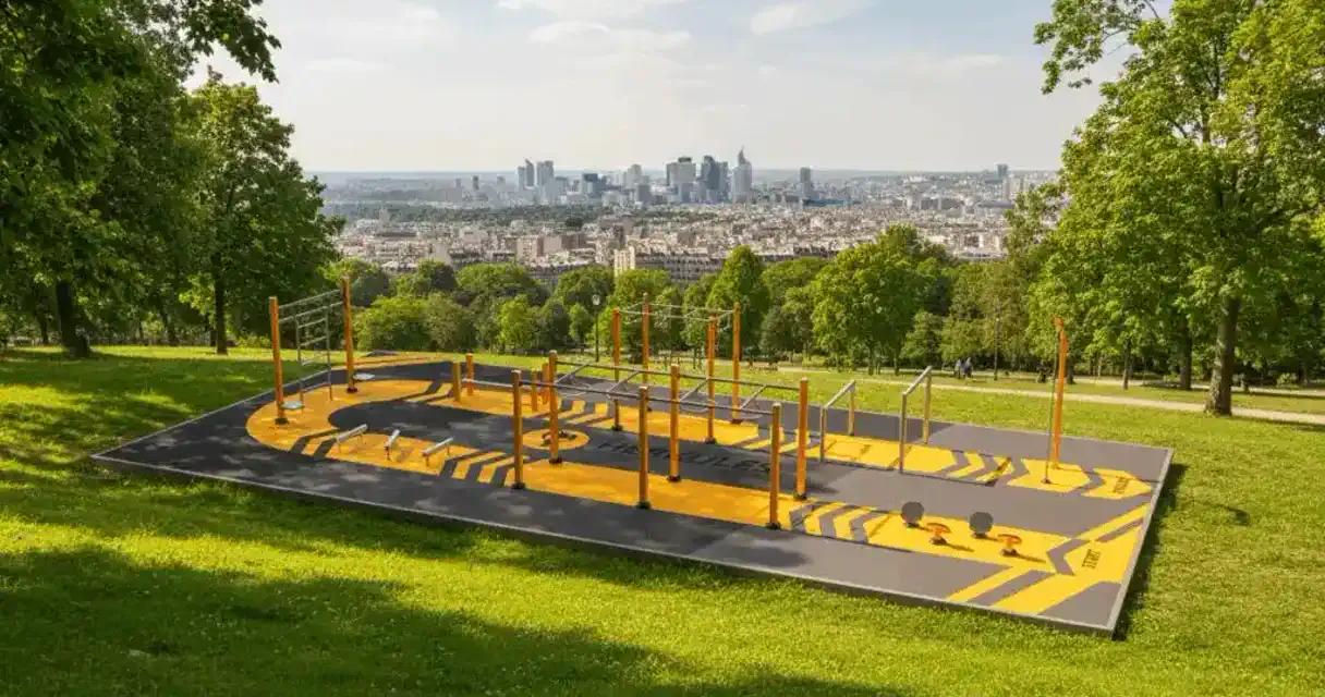 Outdoor sports course for children in a park