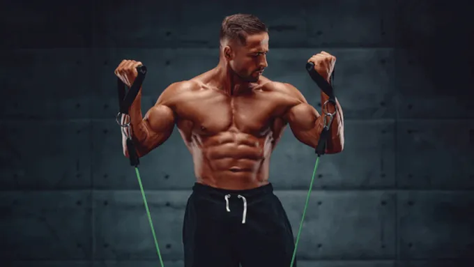 Bodybuilding exercises with resistance bands